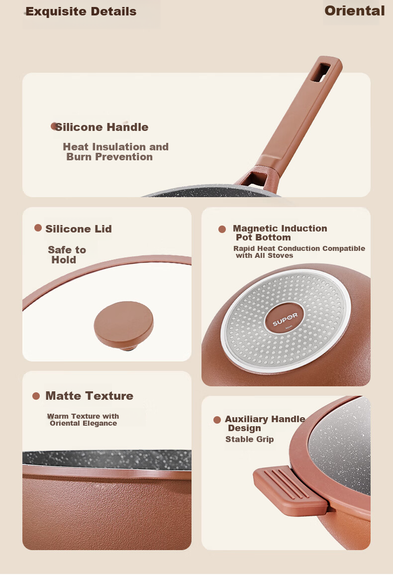 SUPOR Titanium Non-Stick Pan, Lightweight Cast, Wear-Resistant, Antibacterial, Low Smoke When Cooking, Suitable for Induction And Gas Stoves, EC28AKJ01 11
