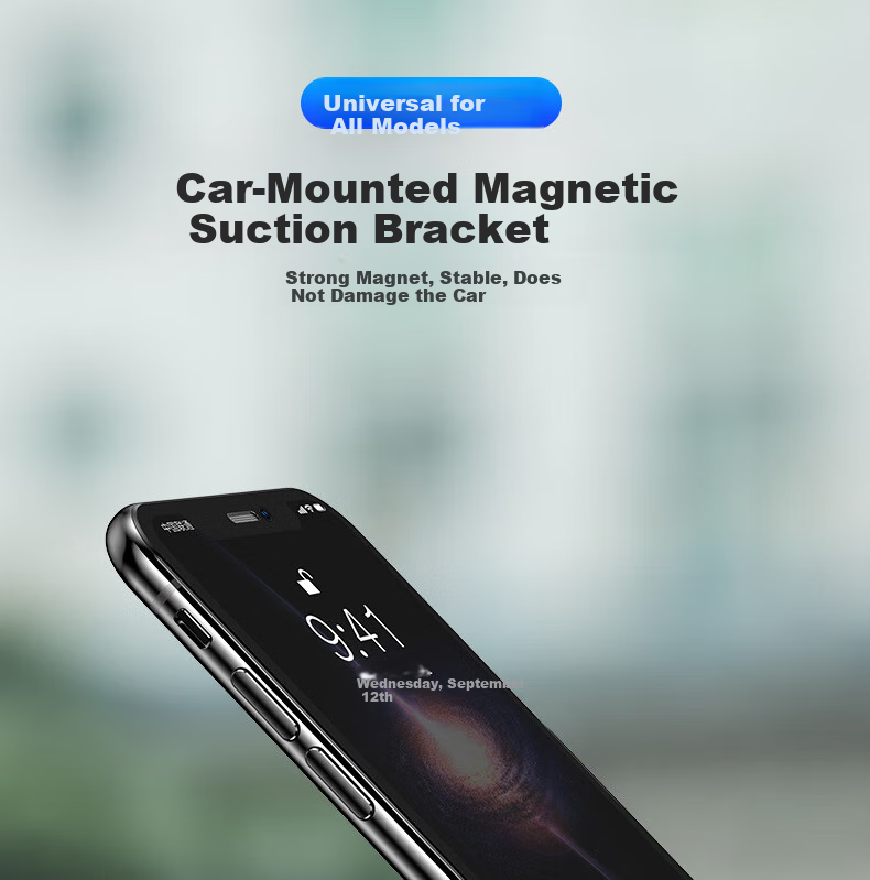 Dijialun Magnetic Car Phone Holder, Suction Cup Mount for Navigation, Center Console Magnetic Stand, Glossy Black 1