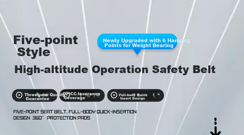 Shandouao Five-Point Safety Harness, 6 Points High-Altitude Work Electrician Construction Z-Y Fall Protection AD9118 National Standard Fall-Resistant Model, Safety Rope with Double Large Hooks And Buffer Pack, 1.8 Meters 1