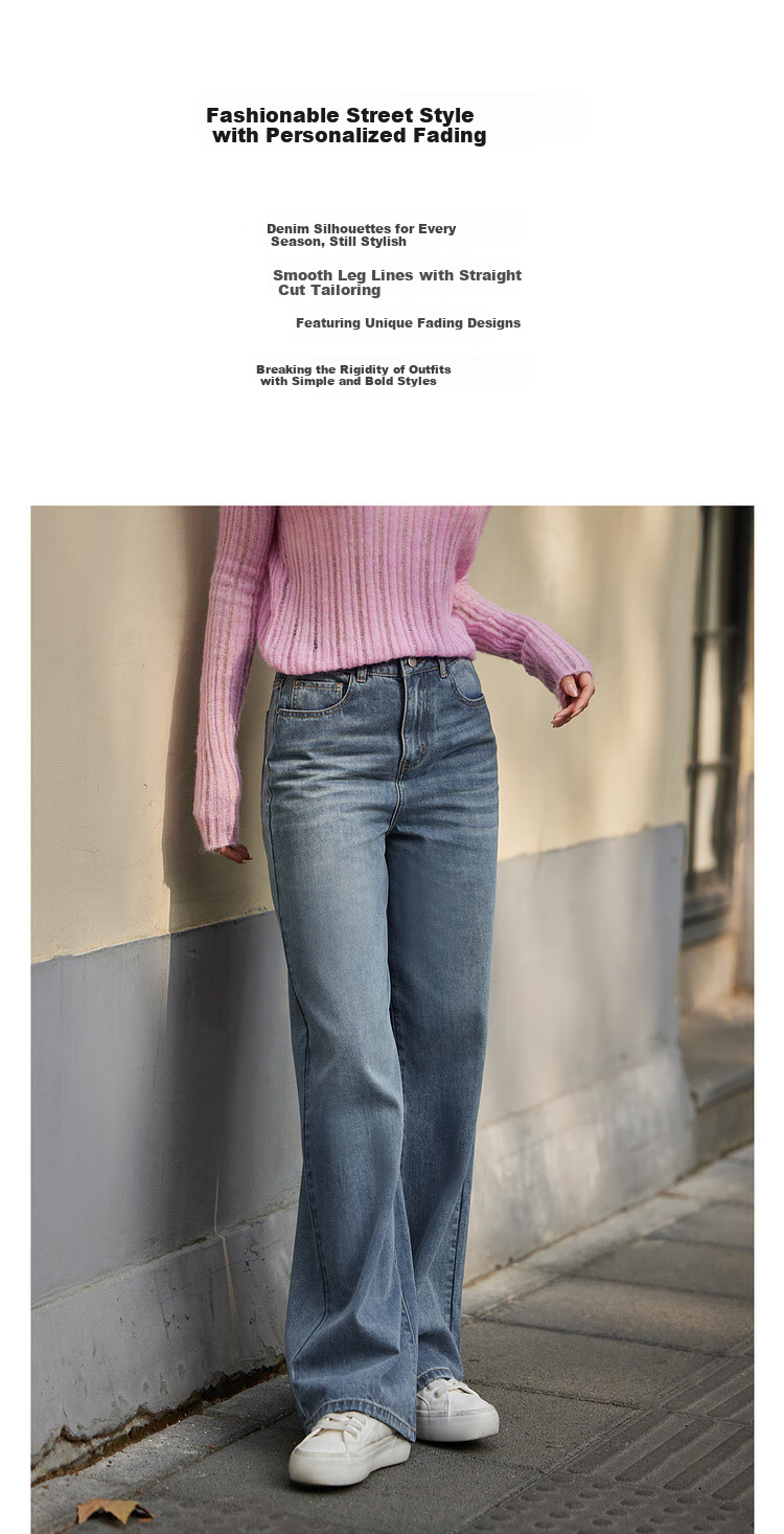 Dme [Retro Tube Maogao Craft] Spring Lightweight Cloud-Feel Cotton Straight-Leg Trousers, Slim-Fit Versatile Women's Jeans 1