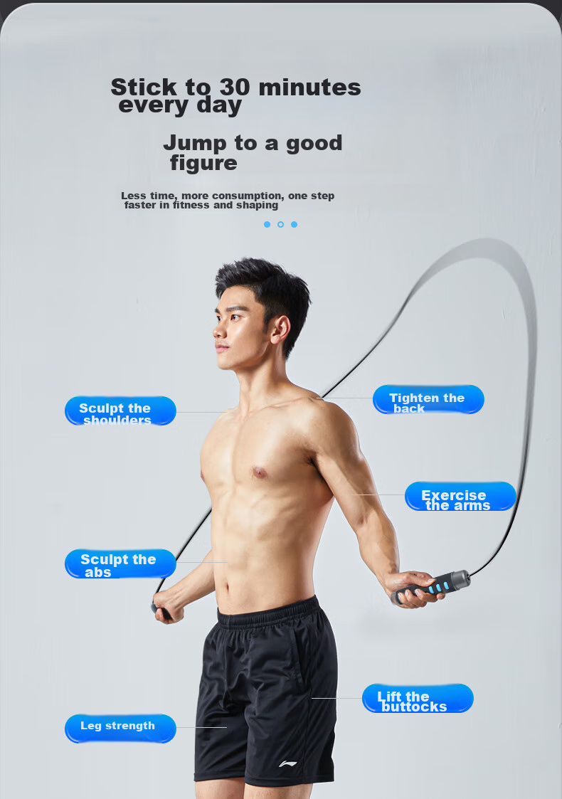 Li-Ning Jump Rope for Adults And Children, Middle School Students, Wear-Resistant Steel Wire, Professional High School Entrance Exam, Heavy-Duty Fitness Equipment 3