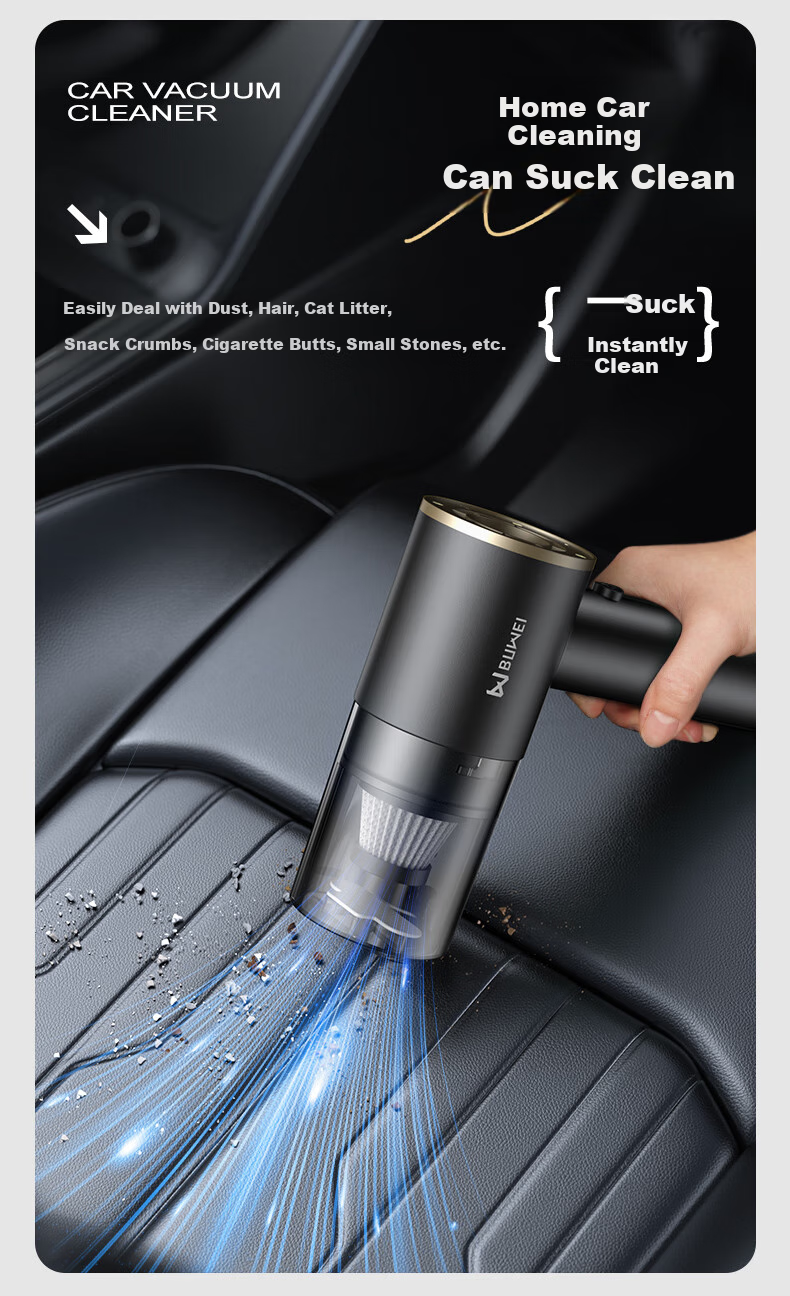 Buwei Car Vacuum Cleaner with Strong Suction, Cordless Handheld Vacuum for Car And Home Use, High-Power Compact Portable 6