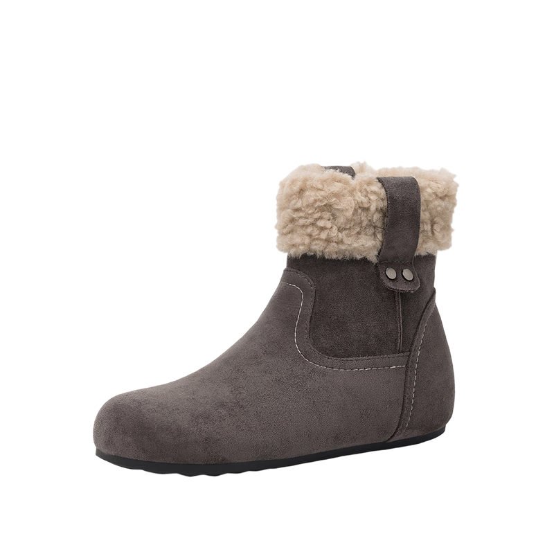 Daphne Women's Mid-Calf Snow Boots Winter New Thickened Plush Warm Cotton Shoes Gray Size 39