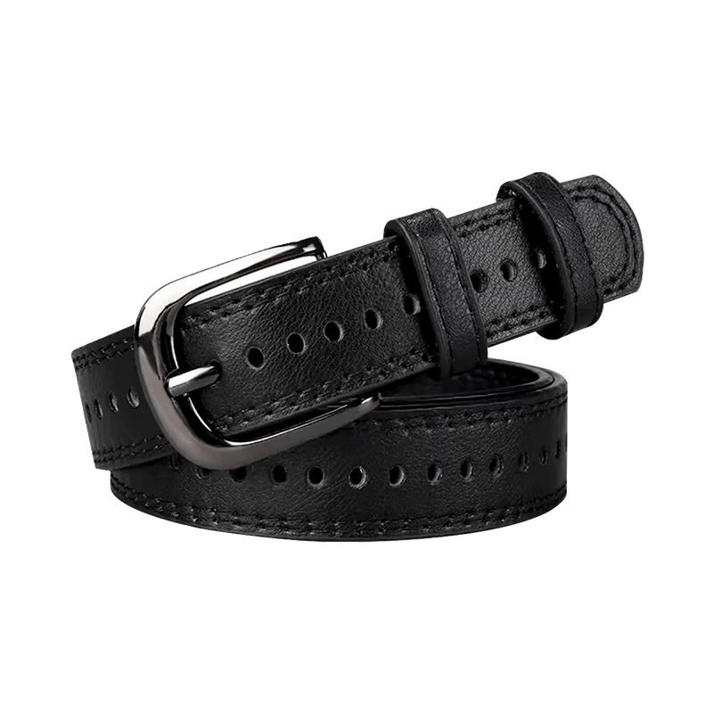 TUCANO Women's Full-Hole Leather Belt Casual Versatile Pin Buckle Jeans Belt Birthday Gift for Girlfriend