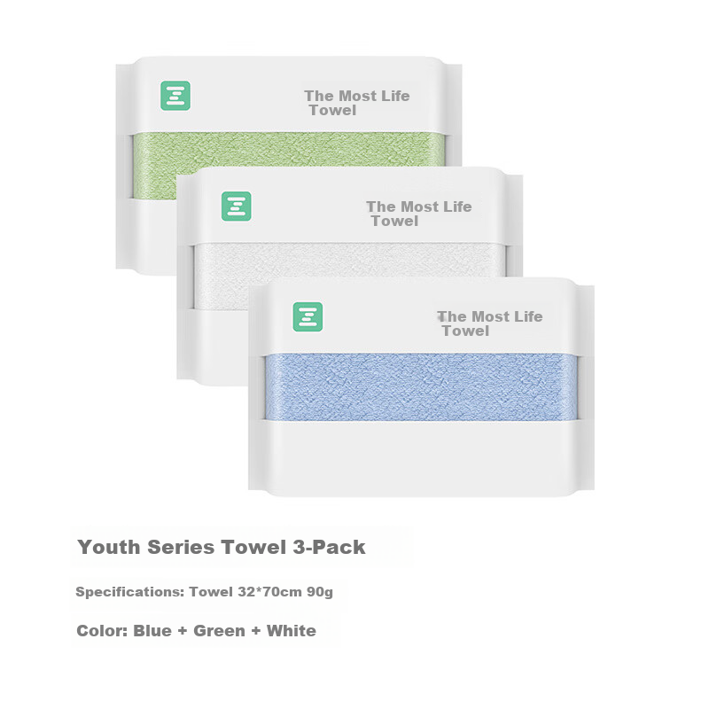 A-Life Sealed Towels, Pure Cotton Soft 3-Pack, Xinjiang Long-Staple Cotton Grade A Household Towels, Men's Absorbent Face Towels for Washing