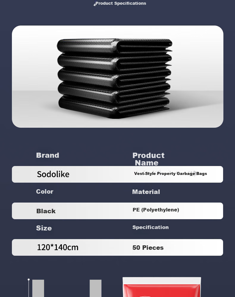 Sodolike Shangdao Vest Property Bag, Black, 120*140cm, 50 Pieces, Single-Sided, 1.5 Microns Thick 9