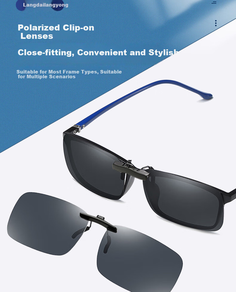 Cuntiandaofu Sunglasses Clip, Ultra-Light Myopia Polarized Clip-On for Driving And Fishing, UV Protection Clip-On, Polarized Black And Gray 1