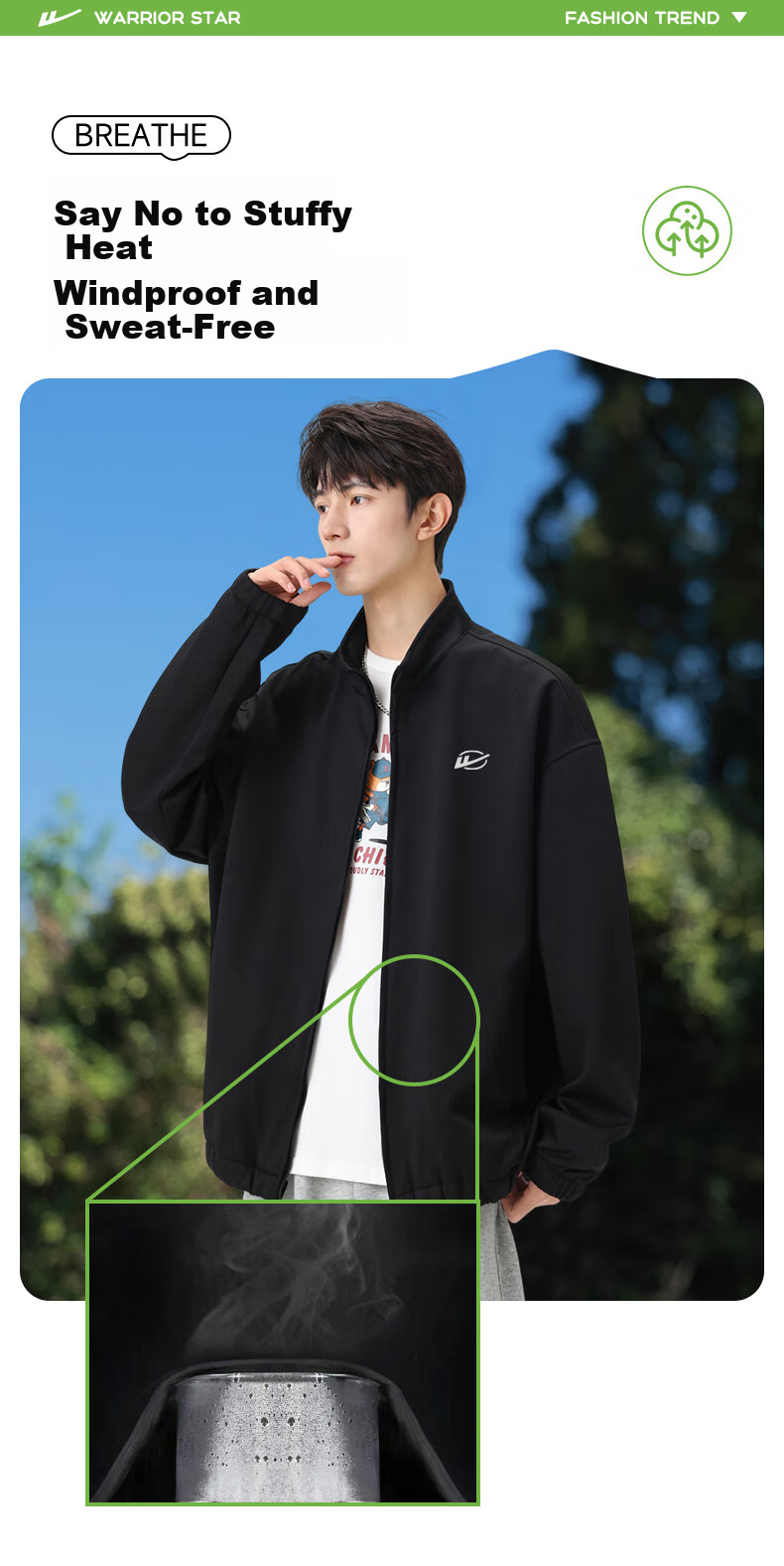Huili Men's Jacket, Autumn Casual Simple Coat, Twill Stand Collar, Windproof Loose Versatile Outerwear for Men, Black, 3XL 7