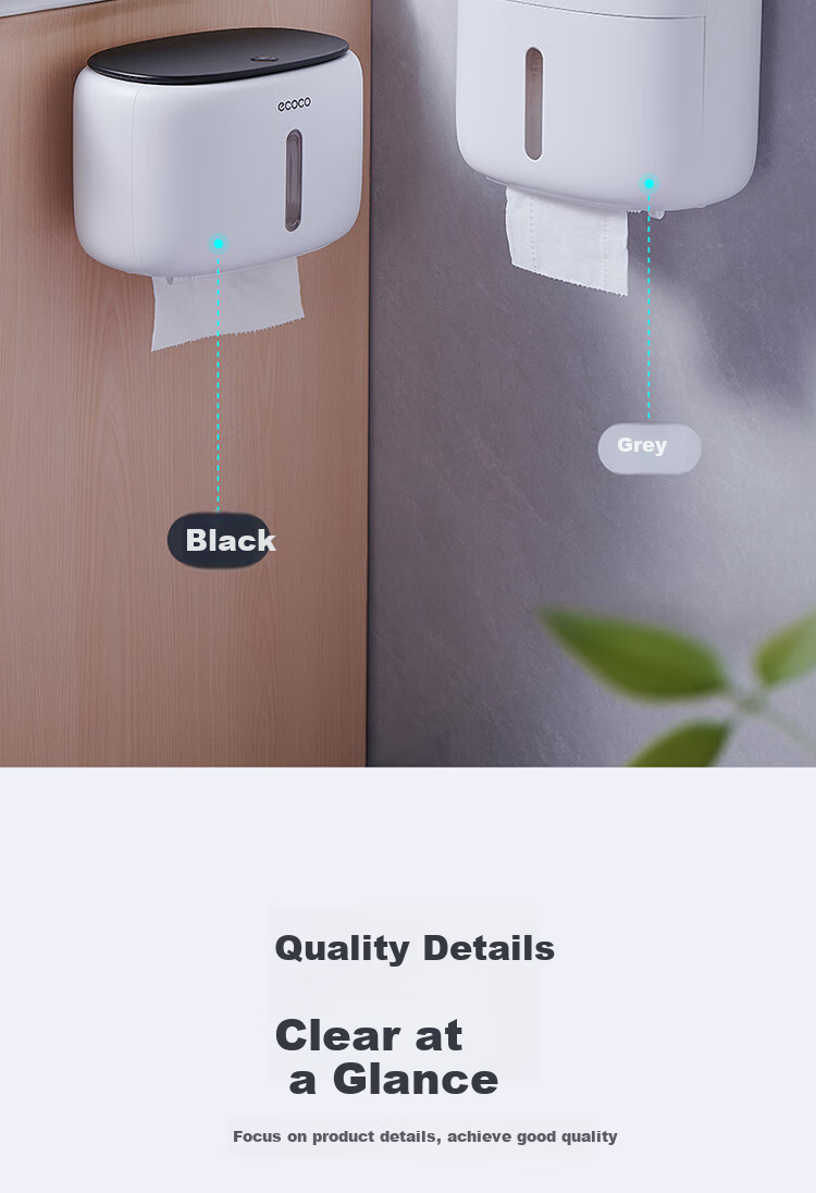 Ecoco Wall-Mounted Toilet Paper Holder, Bathroom Storage Box, High-End Toilet Tissue Dispenser, Hand Towel Holder for Restroom 14
