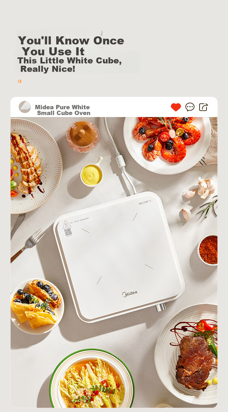Midea Household Induction Cooker, Ceramic Cooktop, Battery Stove, 2200W High Power, Intense Heat, New Electromagnetic Stove with Integrated Microcrystalline Panel, Stir-Fry Cooking, Timer, Hot Pot Cooker MC-HGE22BF09 5