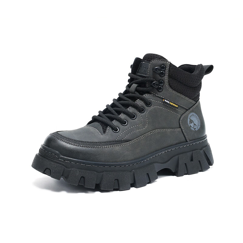MARK FAIRWHALE Martin Boots Men's High-Top Shoes Winter Outdoor Desert Work Boots Casual Boots for Men, Black And Gray, Size 41