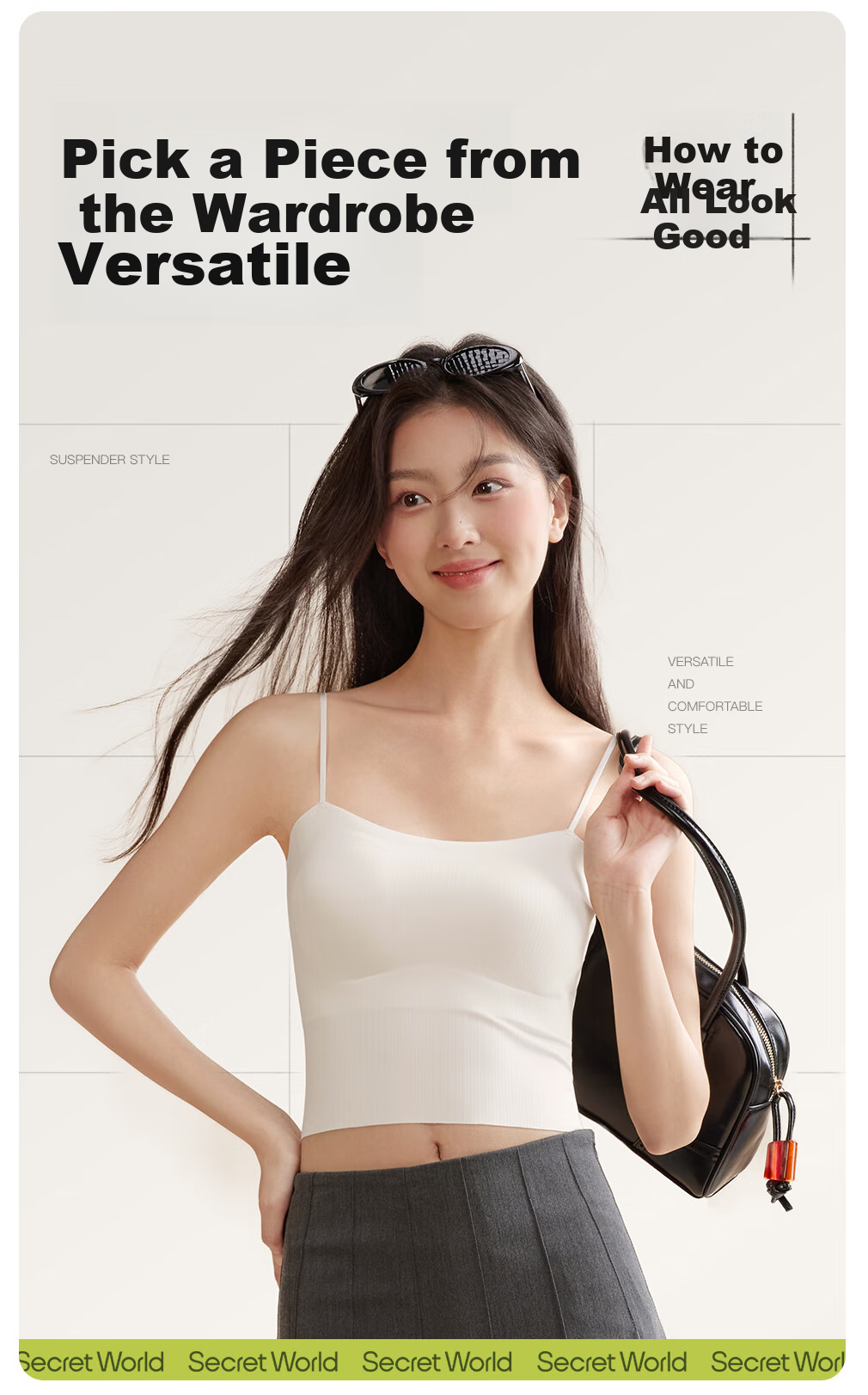 SecretWorld Padded Camisole Women's Innerwear Stylish High-End Outerwear Seamless Bra White Tank Top 6
