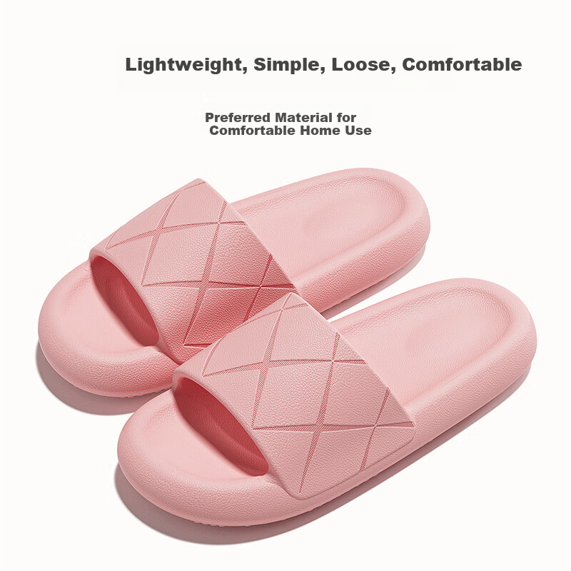 LURAD Thick-Soled Squishy Slippers for Men And Women, Summer Indoor Home Bathroom Shower Sandals, Pink, Size 37-38