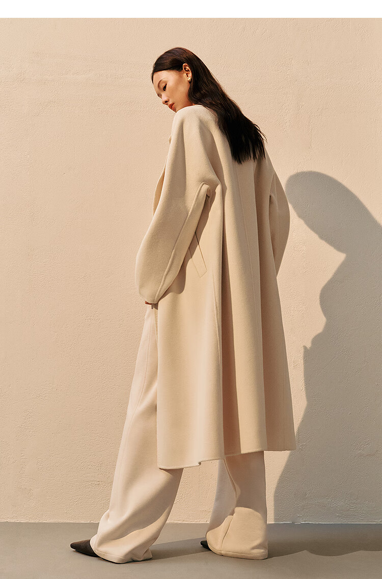 Peacebird Women's Woolen Double-Sided Coat Master Selection Series Winter Outerwear Elegant Beige L 7