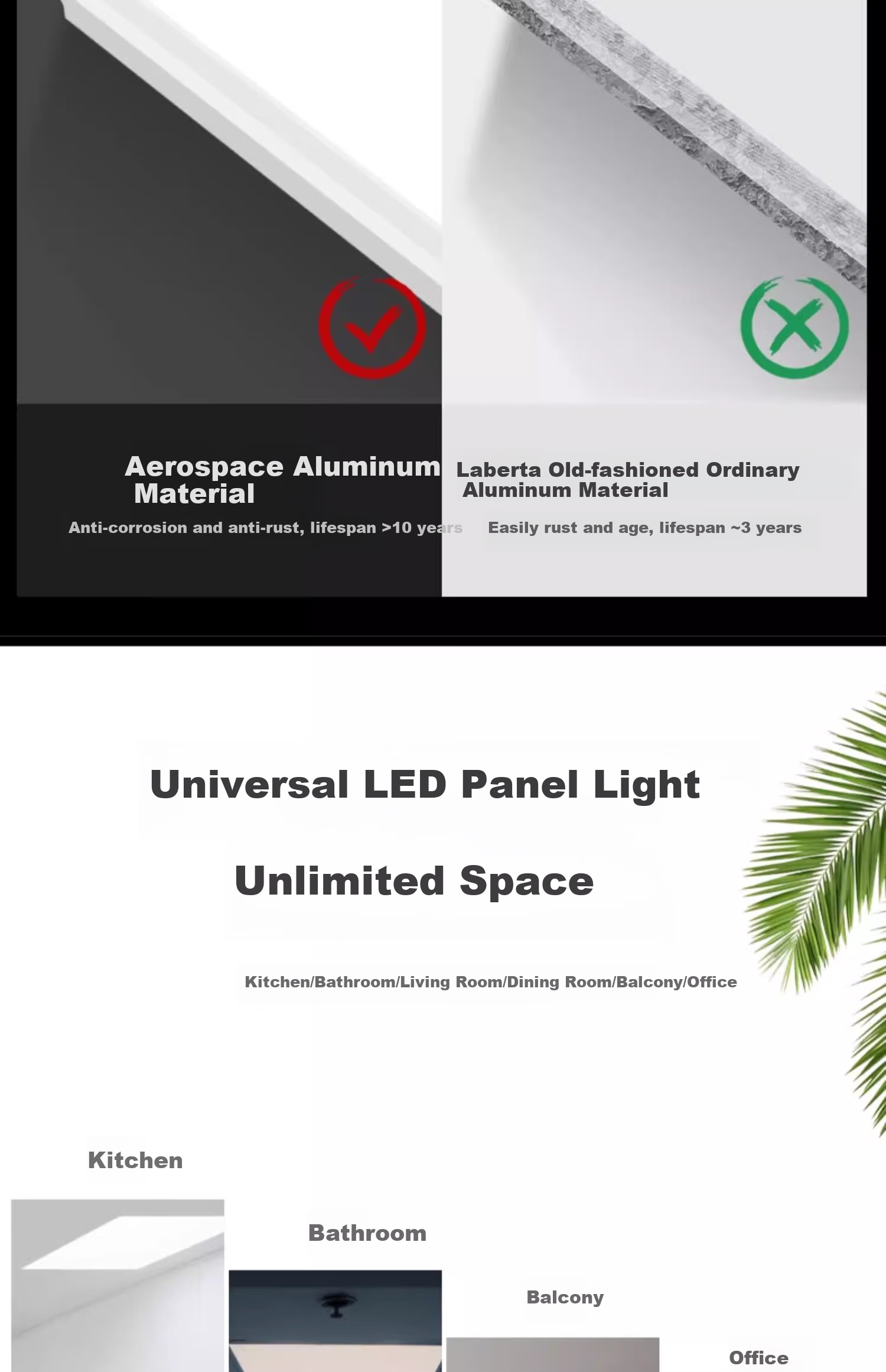 Laberta Kitchen and Bathroom LED Ceiling Light Integrated Ceiling 300x300 Flat Panel Recessed Aluminum Buckle Plate Kitchen Lamp 3