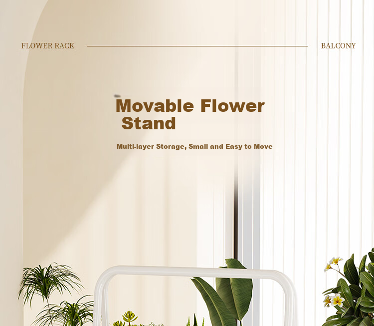 Yicainianhua Balcony Multi-Tier High-End Flower Stand Storage Rack Combination Floor-Standing Plant Stand Succulent Pot Mobile Rack 5258 3