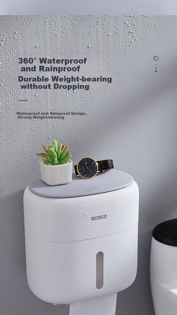 Ecoco Wall-Mounted Toilet Paper Holder, Bathroom Storage Box, High-End Toilet Tissue Dispenser, Hand Towel Holder for Restroom 7
