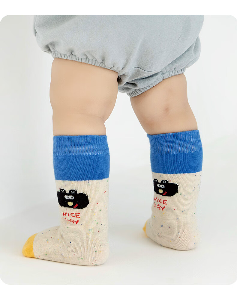 Growth Baby Socks Spring and Autumn Thin Cotton Seamless Calf Socks Soft Cuffs Non-binding Antibacterial Infant Long Socks for Boys 4