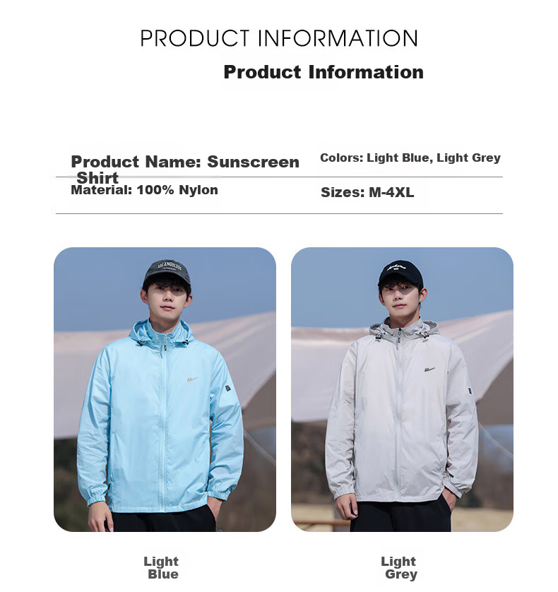 Huili Sun Protection Jacket for Men, Summer Breathable Sunshade UV Protection Coat, Outdoor Sun Protection Outerwear 10