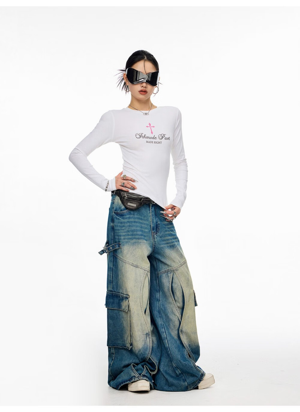 ICH MODE American Style Cross Shoulder Long Sleeve T-Shirt Women Spring Summer New Slim Fit Off-Shoulder Top White S 12