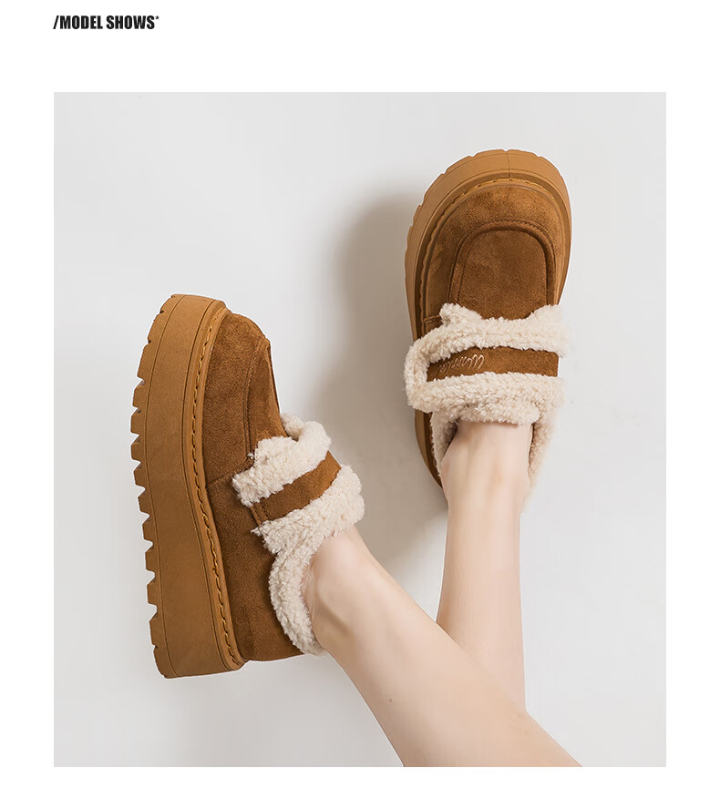 Warrior Women's Cotton Shoes 2025 Winter New Plush Boots Warm Versatile Sports Cotton Boots Brown Size 39 3