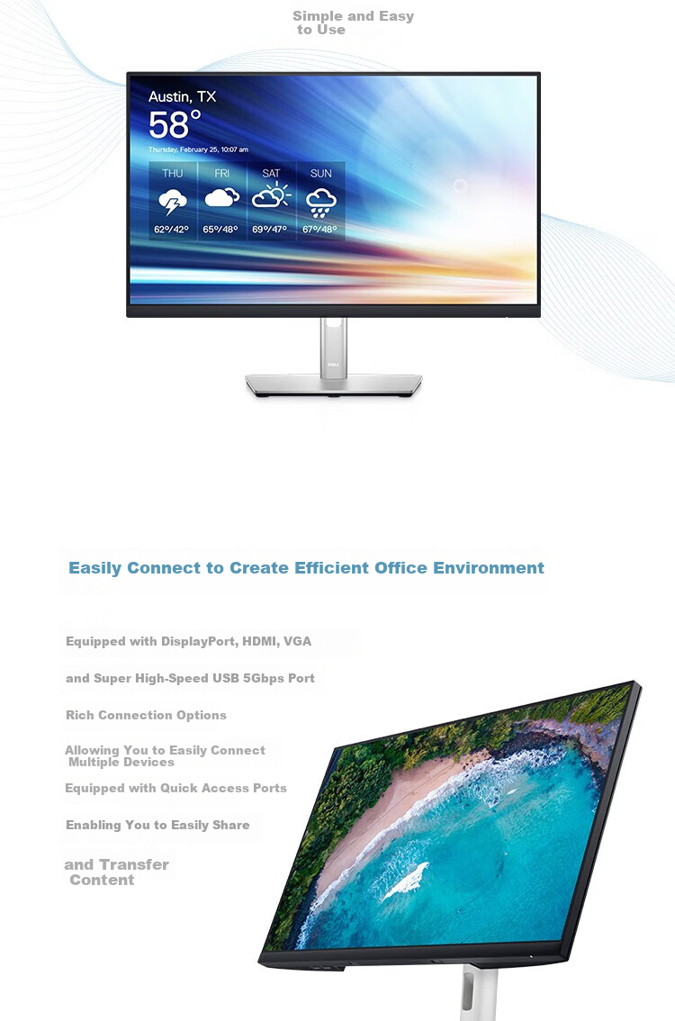 DELL 23.8-inch Monitor IPS 120Hz Hardware Blue Light Filter Rotatable Height Adjustable Wall-Mountable Office Computer Display P2426H Upgrade of P2425H 5