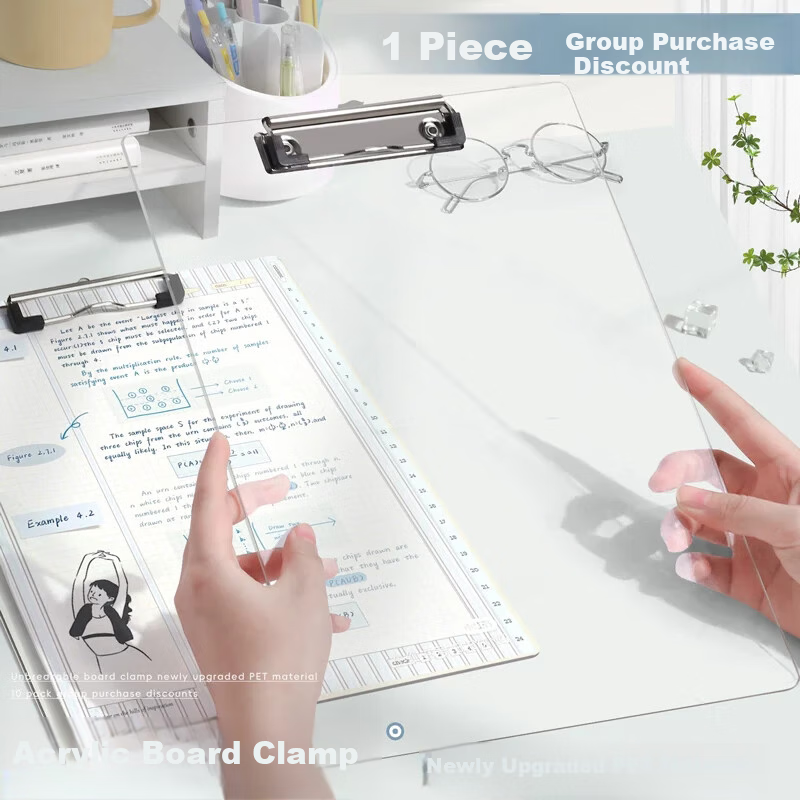 Jianfan A4 Transparent Clipboard, Acrylic File Folder, Document Holder, Thickened Drawing Board, Clip, Hardboard Stationery, Student Exam Paper Writing Pad, Special Office Supplies, Invoice