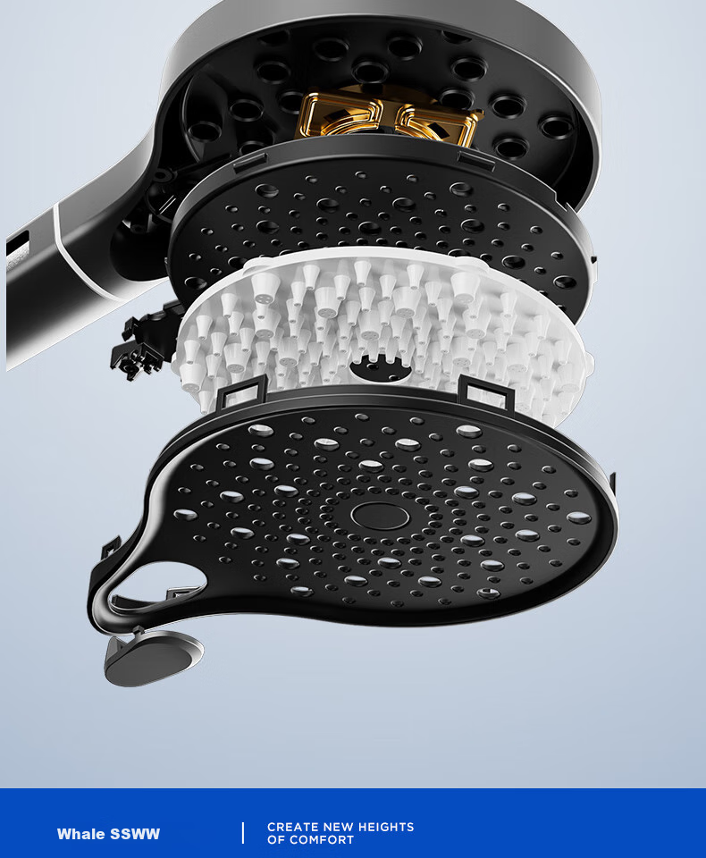 SSWW Bathroom Shower Head, Piano Shower Head Complete Set, Integrated Shower System, Fine Copper Bathroom Shower Sprayer TS9 14