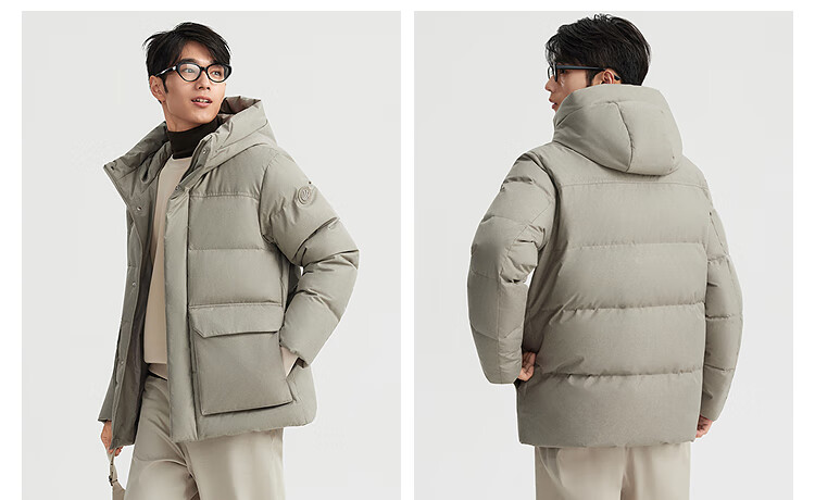 BOSIDENG Men's Off-Season 90% Down Thickened Hooded Loose Short Casual Warm Jacket 10