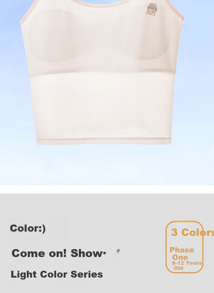 LangSha Girls' Underwear for Puberty, Elementary School Students, Children, Seamless Anti-Nipple Show, Long Camisole, Breathable Undershirt for Young Girls 13