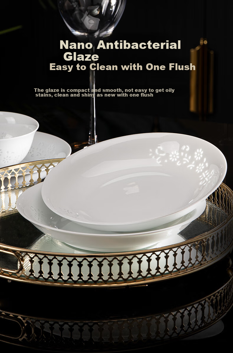 Jingde Story Jingdezhen Exquisite White Porcelain Tableware Underglaze Color Ceramic Bowl and Plate Set Premium Home Dining Set Housewarming Gift 15