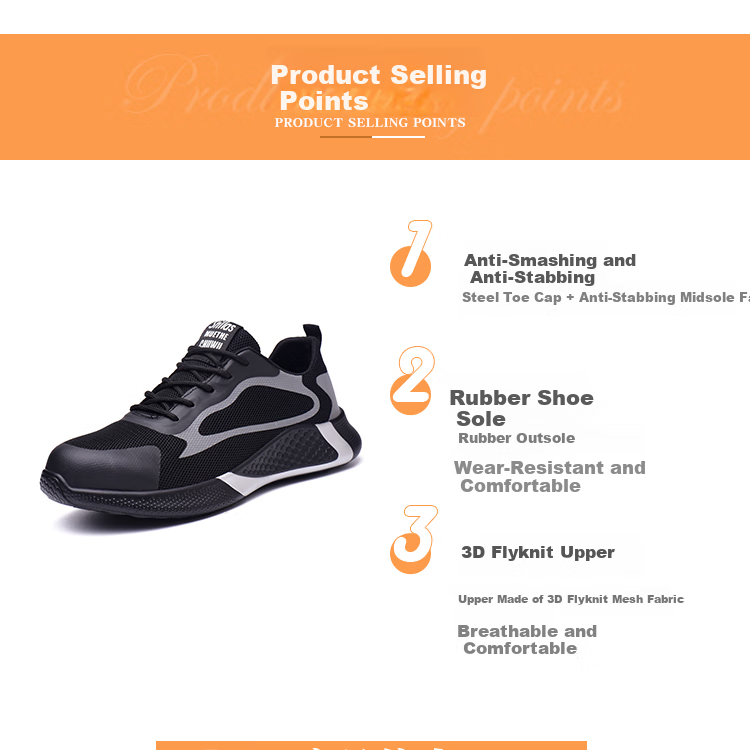 LAOGUANJIA Men's Safety Shoes, Breathable Steel Toe, Anti-Smashing, Puncture-Resistant Work Functional Safety Shoes, Comfortable And Lightweight LA203 Size 44 3