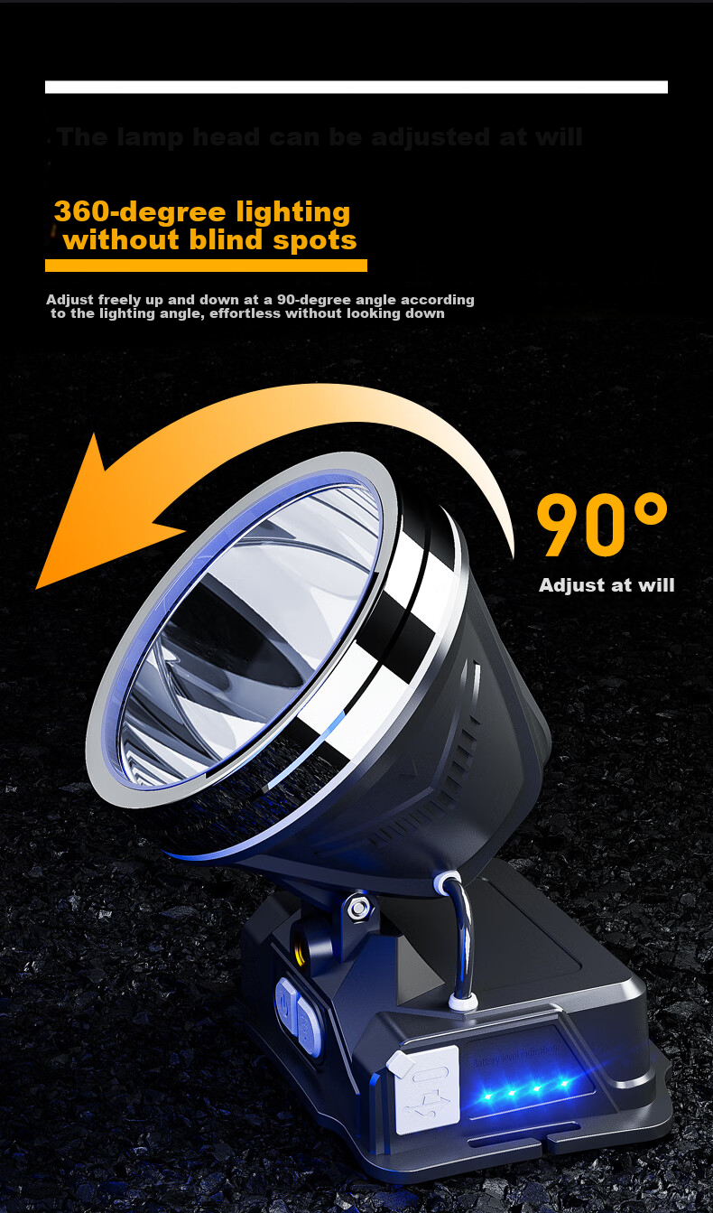 XIAOYEREN Yellow Light Headlamp, High Brightness, Long-Range, Ultra-Long Battery Life, for Night Fishing, Beach Combing, High-Power Construction Site, Motion-Sensing Mining Lamp 10