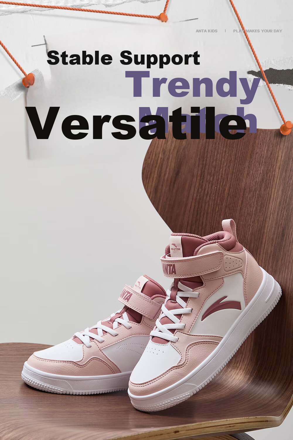 ANTA Children's Sports Shoes for Boys, Big Kids' Size 25, Autumn And Winter Casual Shoes, White Sneakers, High-Top Skateboard Shoes A12438004H 1
