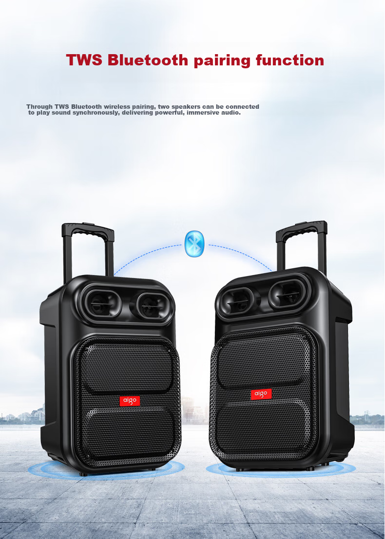 Aiguozhe S312 12-Inch Square Dance Speaker, Outdoor High-Volume Bluetooth Trolley Speaker, High-Power Portable Mobile Performance Karaoke Subwoofer, Street Vendor Stall Loudspeaker, Single Microphone 11