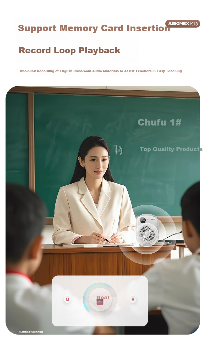 AISOMEX Portable Amplifier for Teachers, Classroom Teaching Bluetooth Wireless Microphone, Outdoor Tour Guide Shopping Small Loudspeaker K18 Wireless White 8