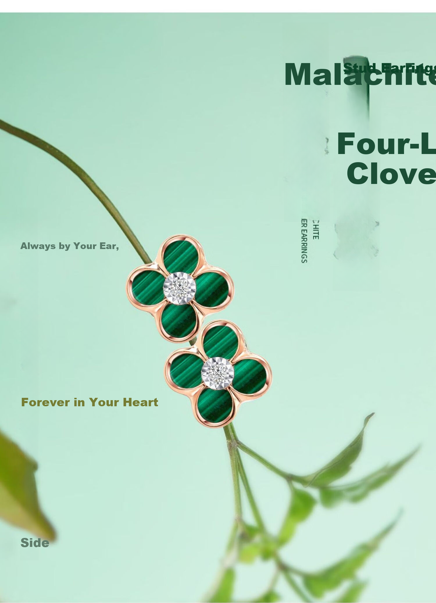 Grace Girl Diamond Four-Leaf Clover Stud Earrings for Women, Versatile Light Luxury Jewelry, Anniversary Birthday Gift for Girlfriend 1