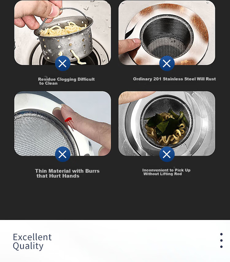 BJ Stainless Steel Kitchen Sink Strainer, Drain Filter, Vegetable Washing Basin, Dishwashing Sink Mesh (Small Basket) 4