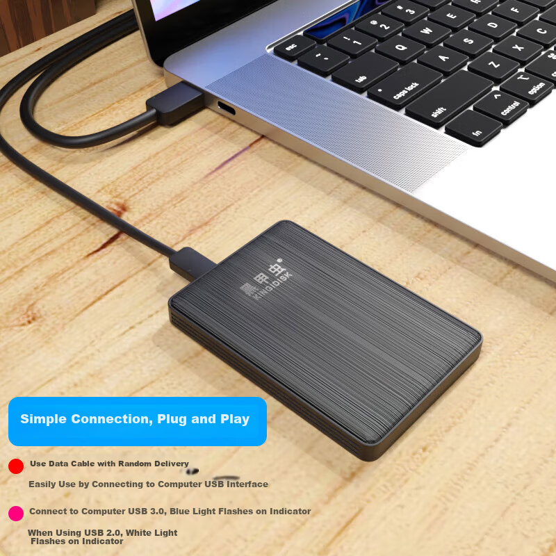 Heijiachong (KINGIDISK) 500GB USB3.0 Portable Hard Drive K Series 2.5-Inch Business Black Stylish Compact And Portable Safe Encryption K500