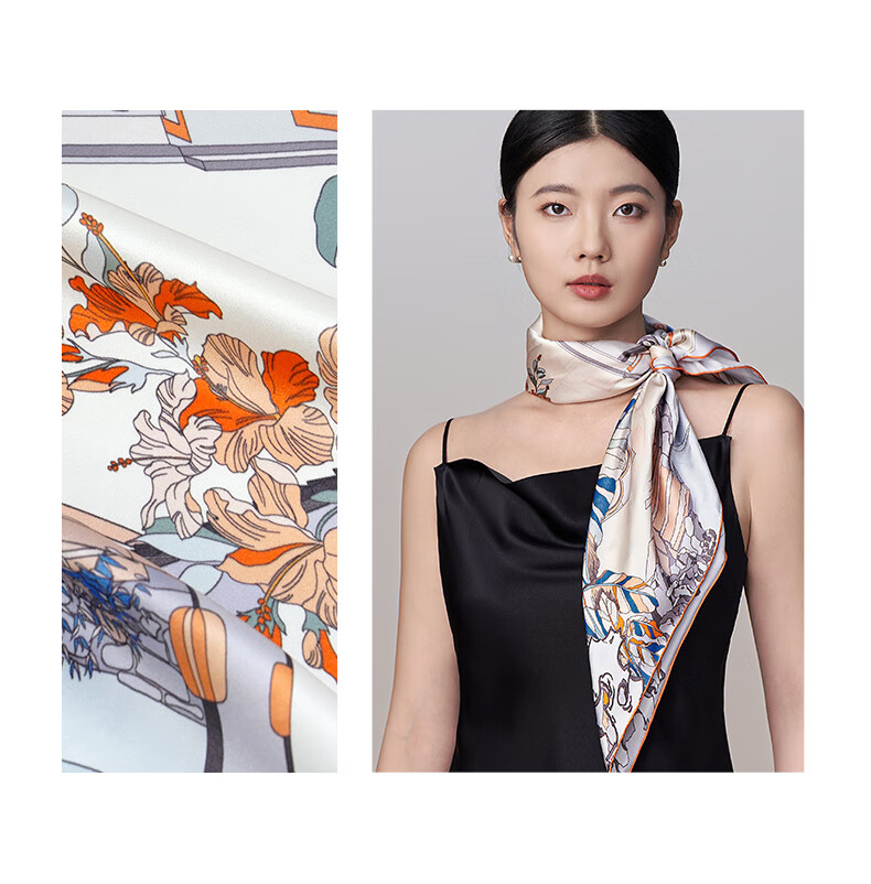 Embroiderer Silk 100% Mulberry Silk Women's Premium Silk Scarf Square Scarf Gift Box for Elders Mom Mother's Birthday Gift 8