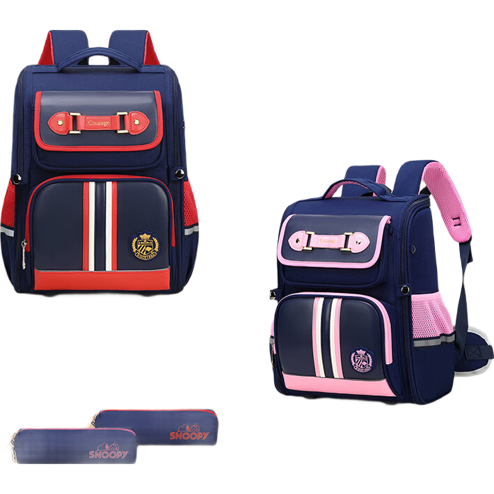 SNOOPY Backpack for Primary School Students, Lightweight And Spine-Protecting, Recommended for Grades 4-6, Large Red Size