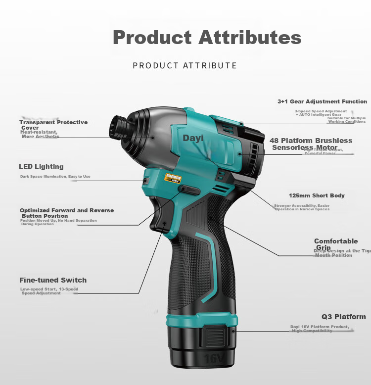 Dayi Qiziji Q3-160 Brushless Electric Screwdriver, Lithium Battery-Powered, 16V Cordless Screwdriver, Sold by JD 8