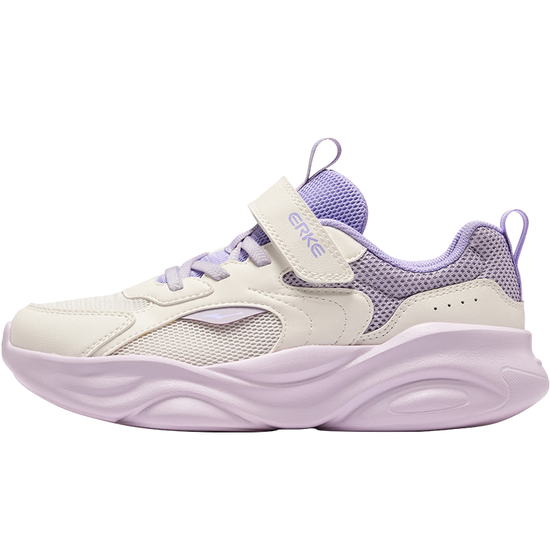 ERKE Kids Mesh Sports Shoes Lightweight Running Shoes Microcrystal White/Galaxy Purple Size 31