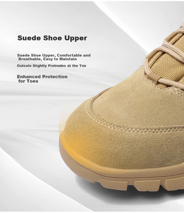 Qiangren Men's Boots, Jihua 3515 Outdoor Boots, Suede Leather Hiking Sports Training Boots, Desert Short Boots, Sand Color, Size 38 6