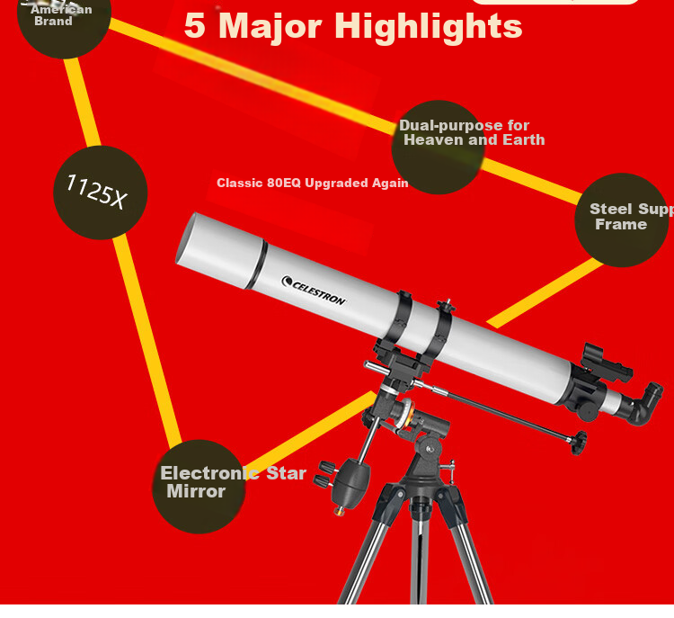 Xingtelang 80EQPro High-Definition, High-Magnification, Large-Aperture Professional Astronomical Telescope for Moon And Sky Observation, Student Science Education Birthday Gift 8