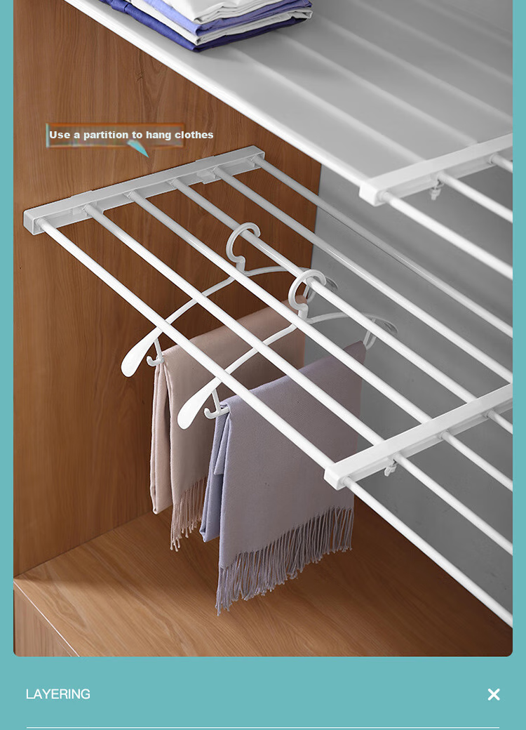 Youjialiangpin Wardrobe Divider Shelf, Extendable Storage Rack for Closet And Kitchen, 38-55cm Length, 24cm Width 6
