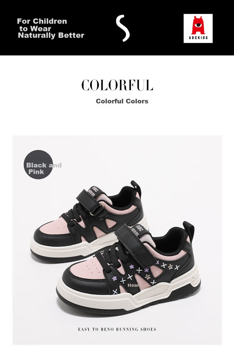 ABC KIDS Children's Canvas Shoes, Autumn Kids' Shoes, Girls' Low-Top Casual Sneakers, 3536 Black/pink, Size 26 4