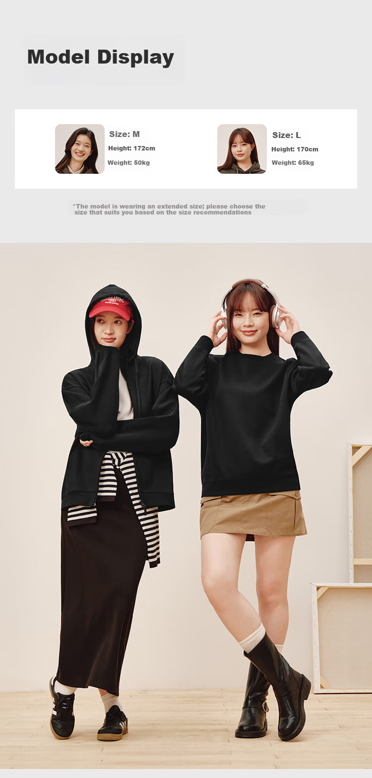 JD Jingzao Women's Hoodie Winter 2025 New Solid Color Cardigan Jacket Black S 3