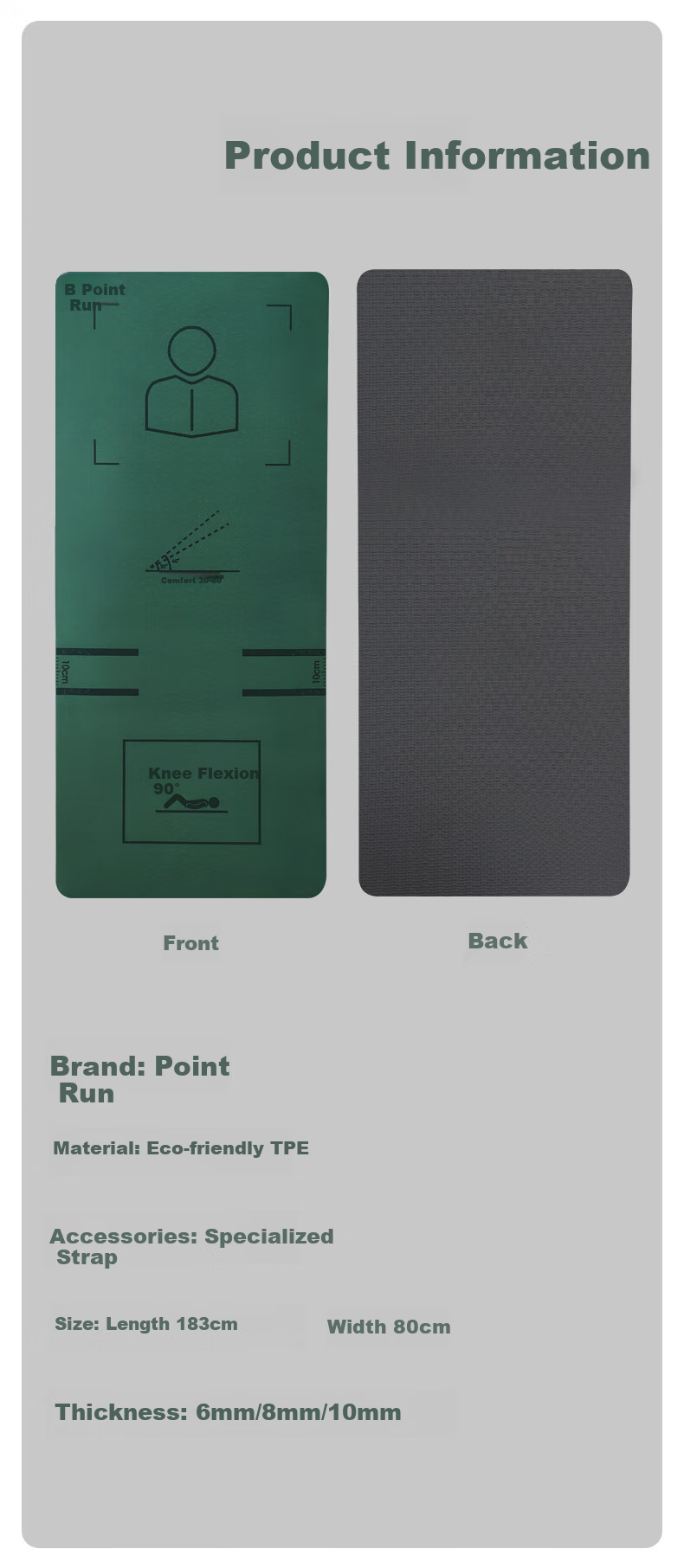 Dianrun New Sit-Up Mat, Fitness Abdominal Training Mat, Yoga Mat, Non-Slip Exercise Mat for Men, 1830*800*8mm 8