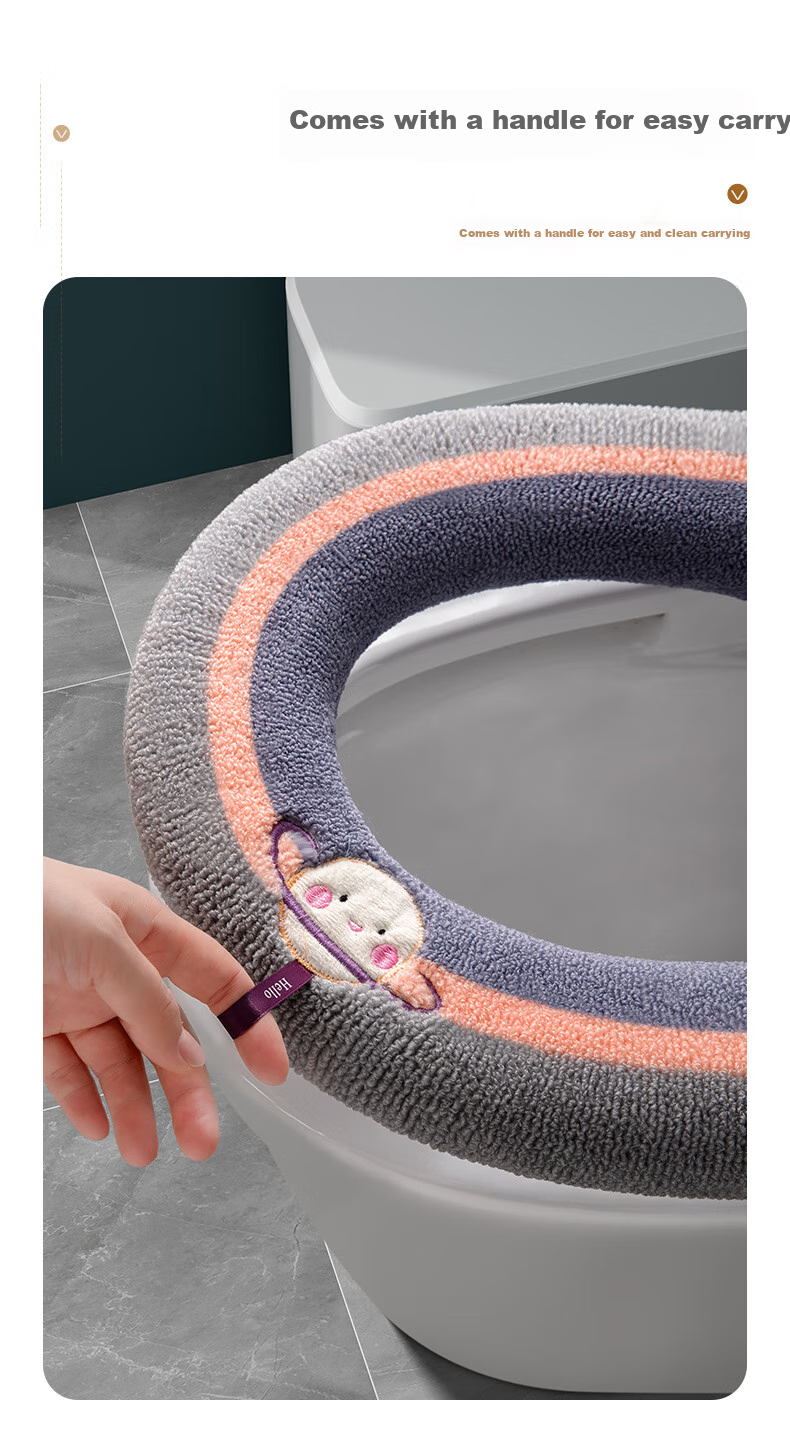Baizi Toilet Seat Cushion, Autumn And Winter, 2-Pack, Warm Toilet Ring Pad, All-Season Toilet Seat Cover, Washable Toilet Seat Protector 6
